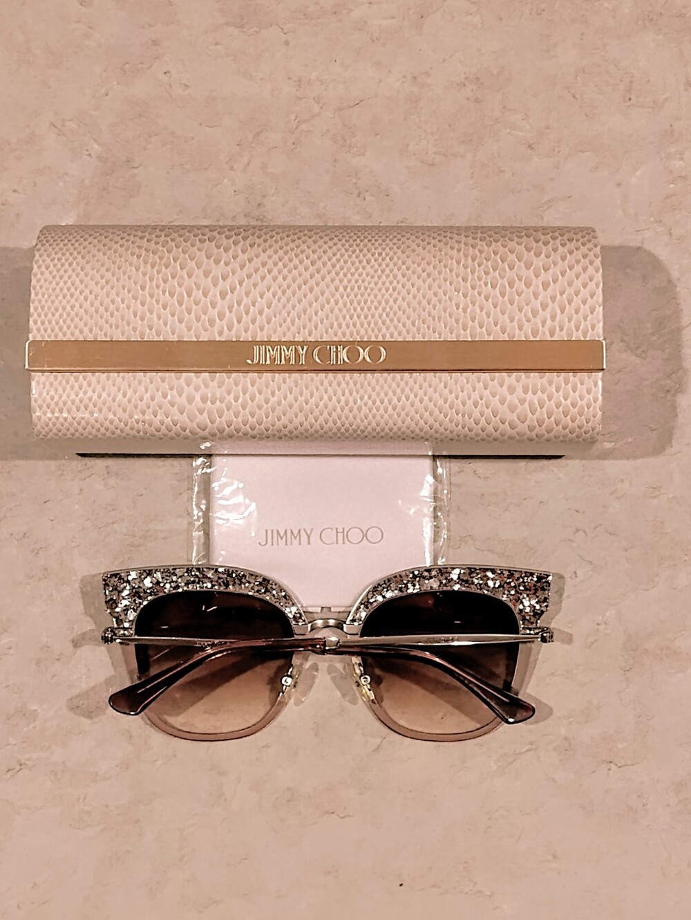 Nwot Jimmy Choo Rosy/S Crystal-Embellished Silver Cat-Eye Sunglasses